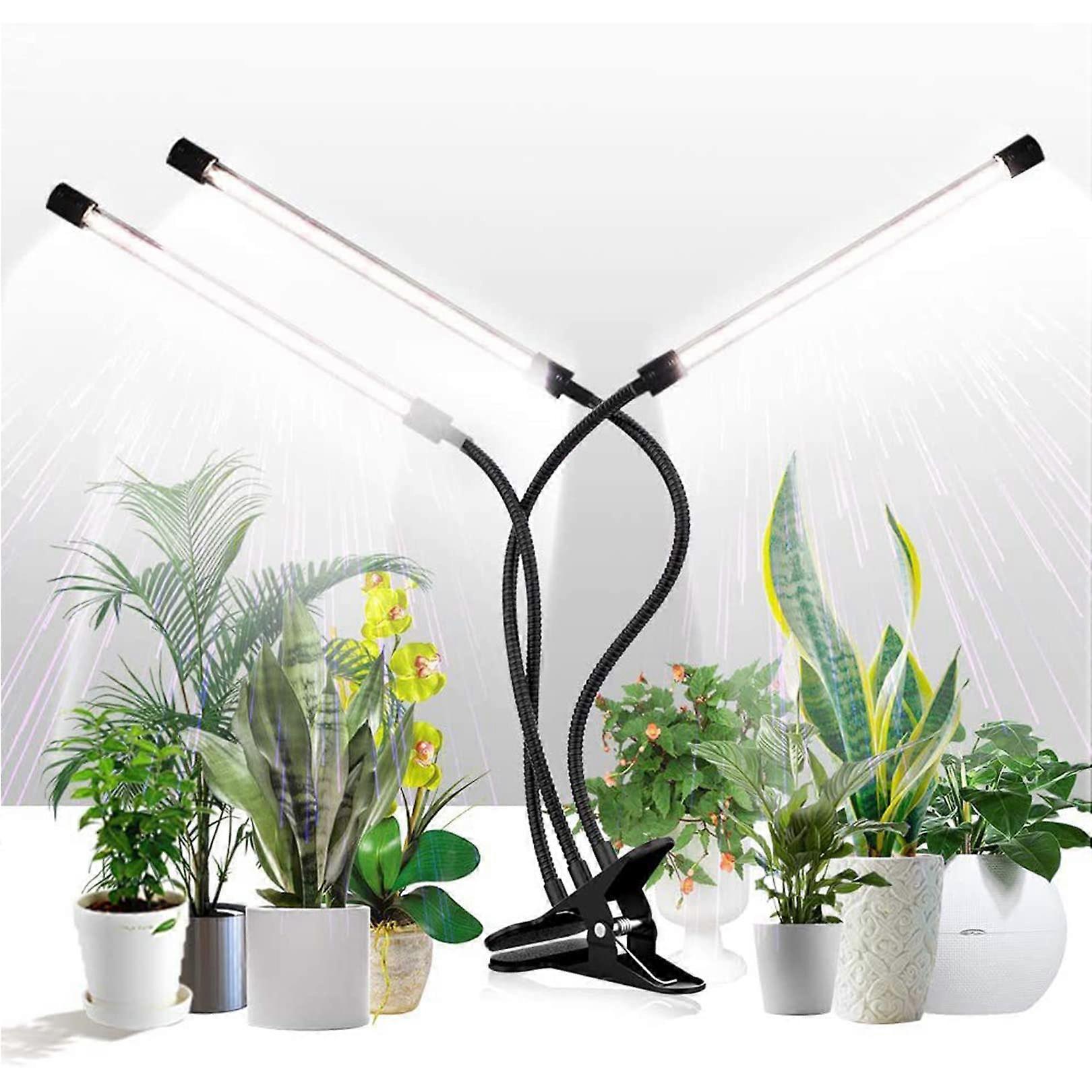3-Dual Head Clip Plant Lights 80W for Indoor Plants with Timer, 9 Dimmable Levels, 360° Adjustable Neck for Seedlings and Blooming