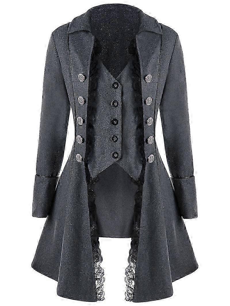 Medieval Solid Color Long Sleeve Three Row Button Women's Coat Irregular Top Women's Wear 2025