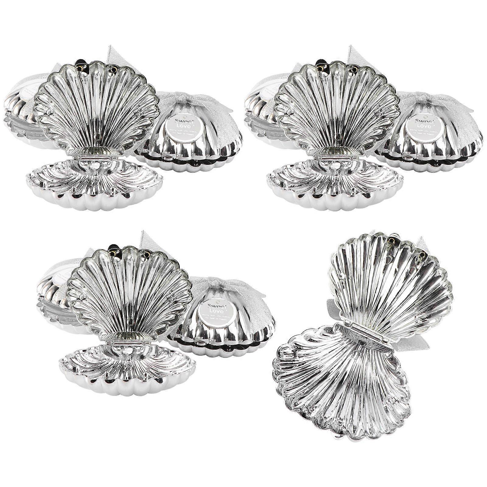 Gift Container Candy Boxes for Party Use 10Pcs Shell Shaped Silver