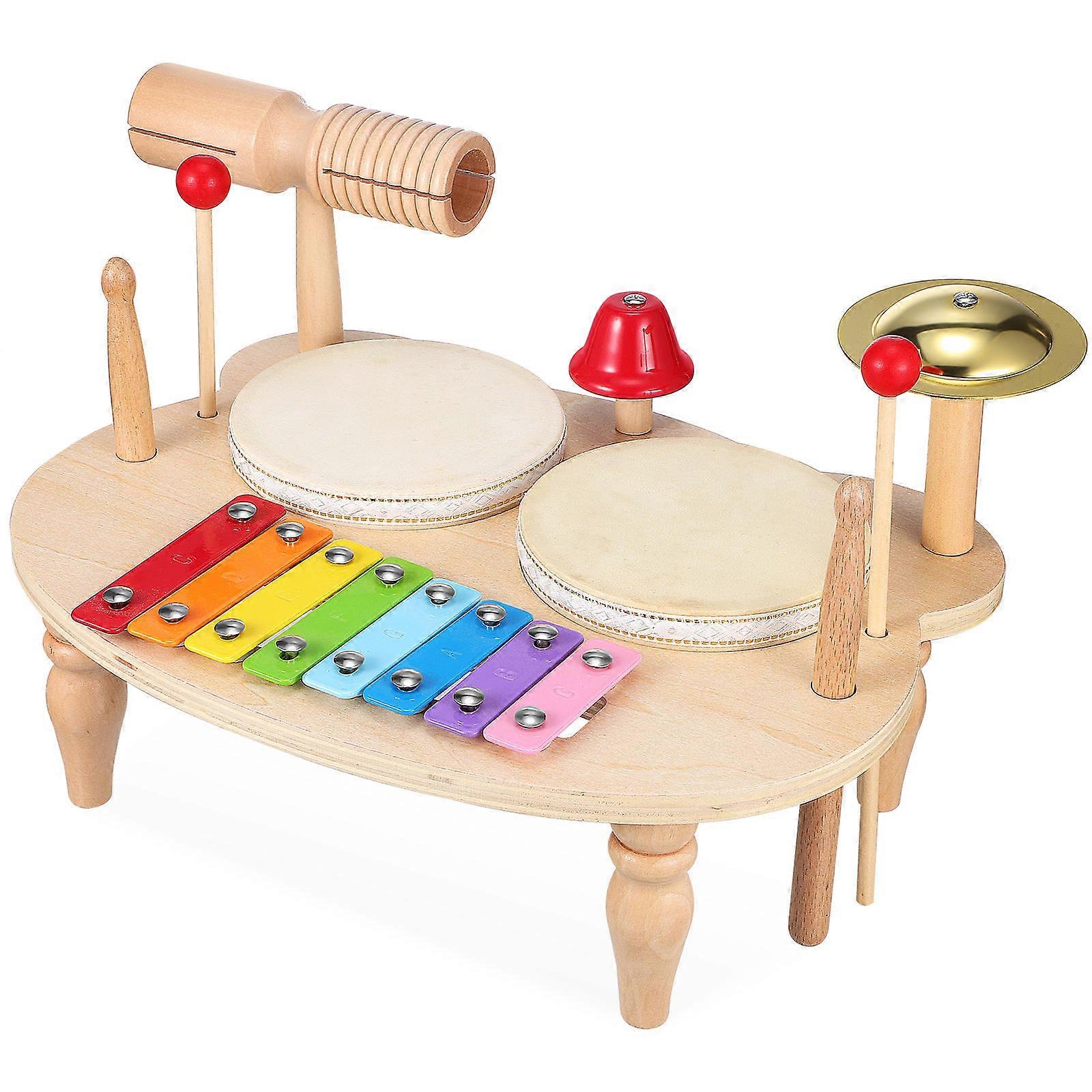 Percussion Tambourine for Playing 2Pcs Wooden Musical Instrument Set