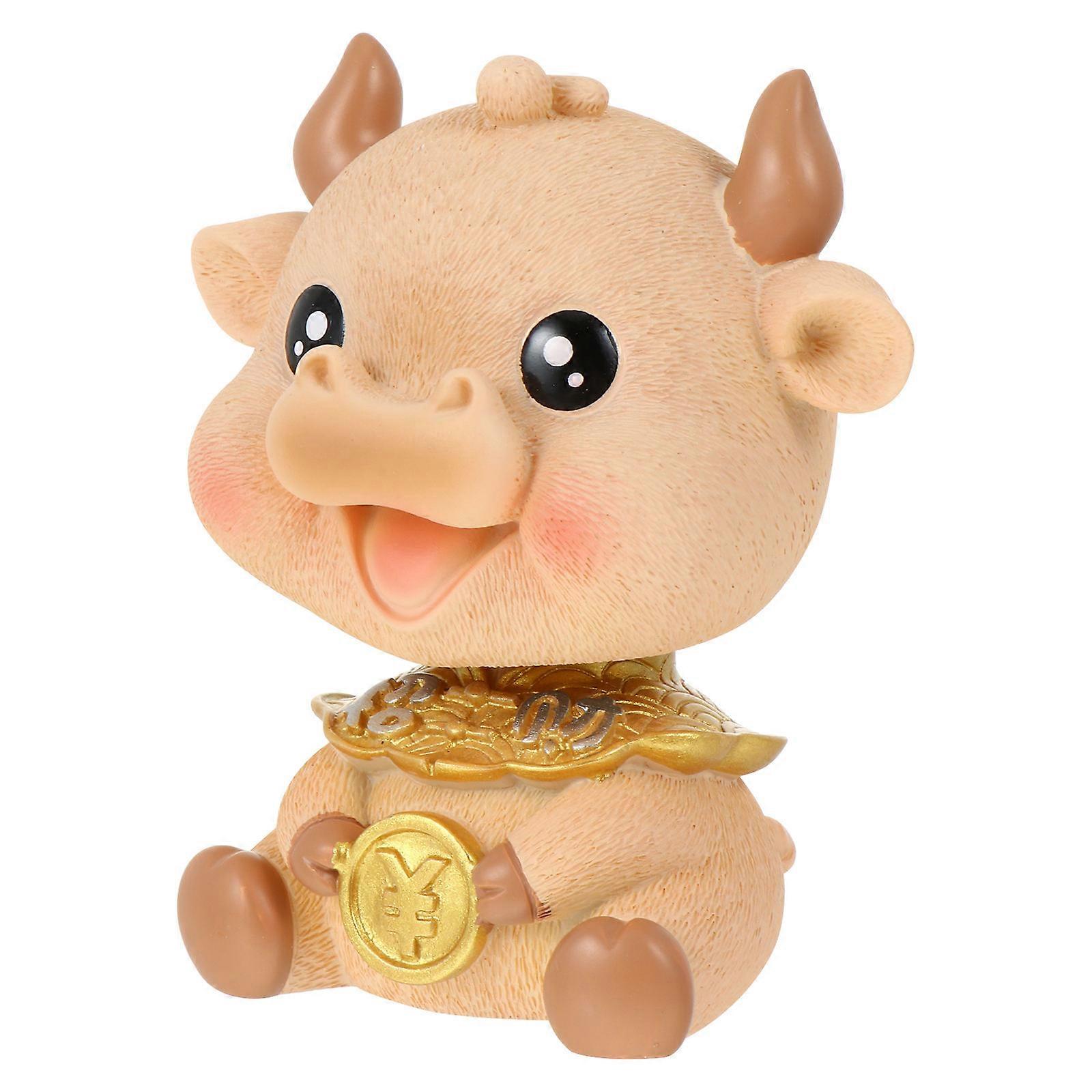 Ox Year Resin Cattle Resin Art Crafts for Decoration 2Pcs Golden