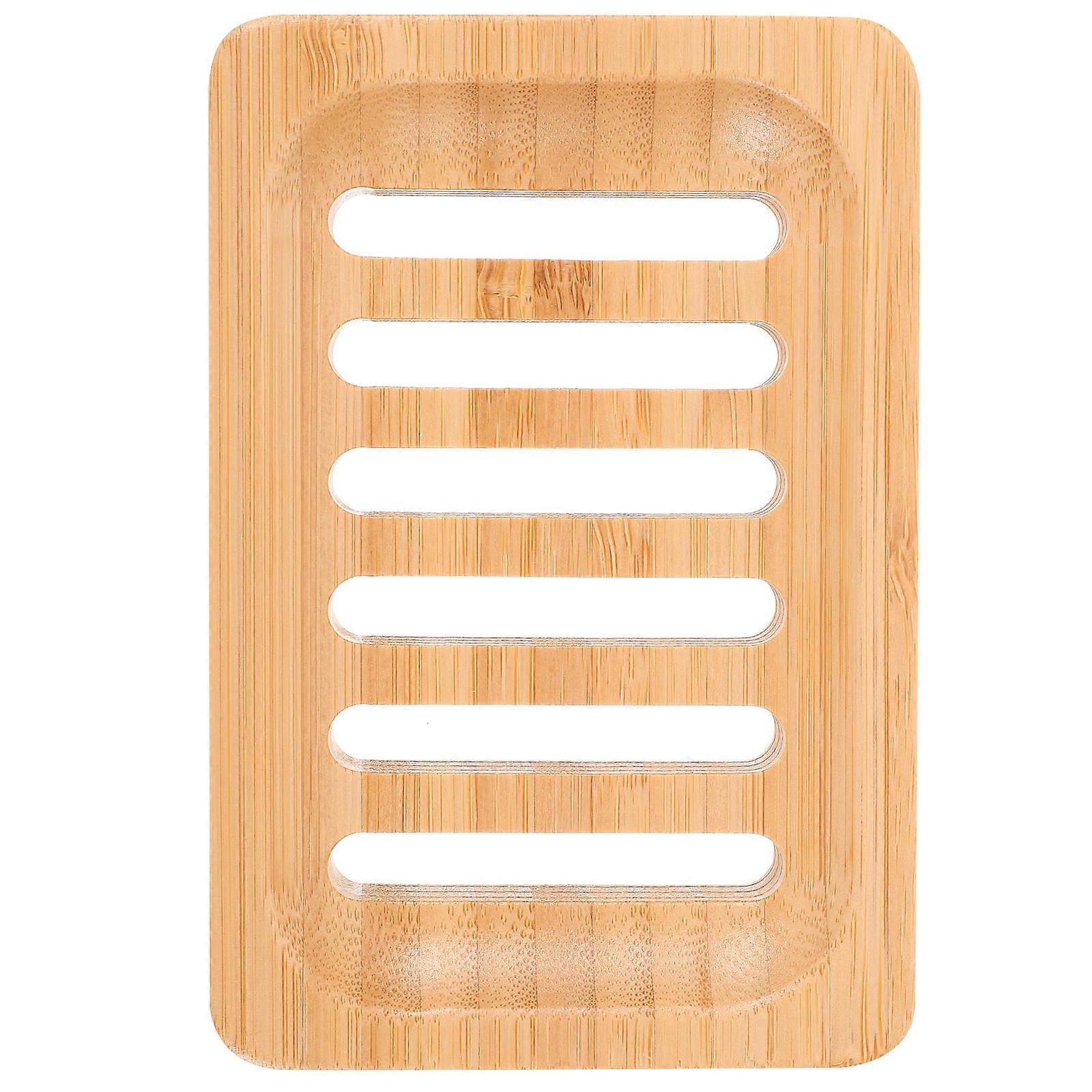 Bamboo Soap Holder Draining Soap Dish for Storage 2Pcs Bathroom Tray