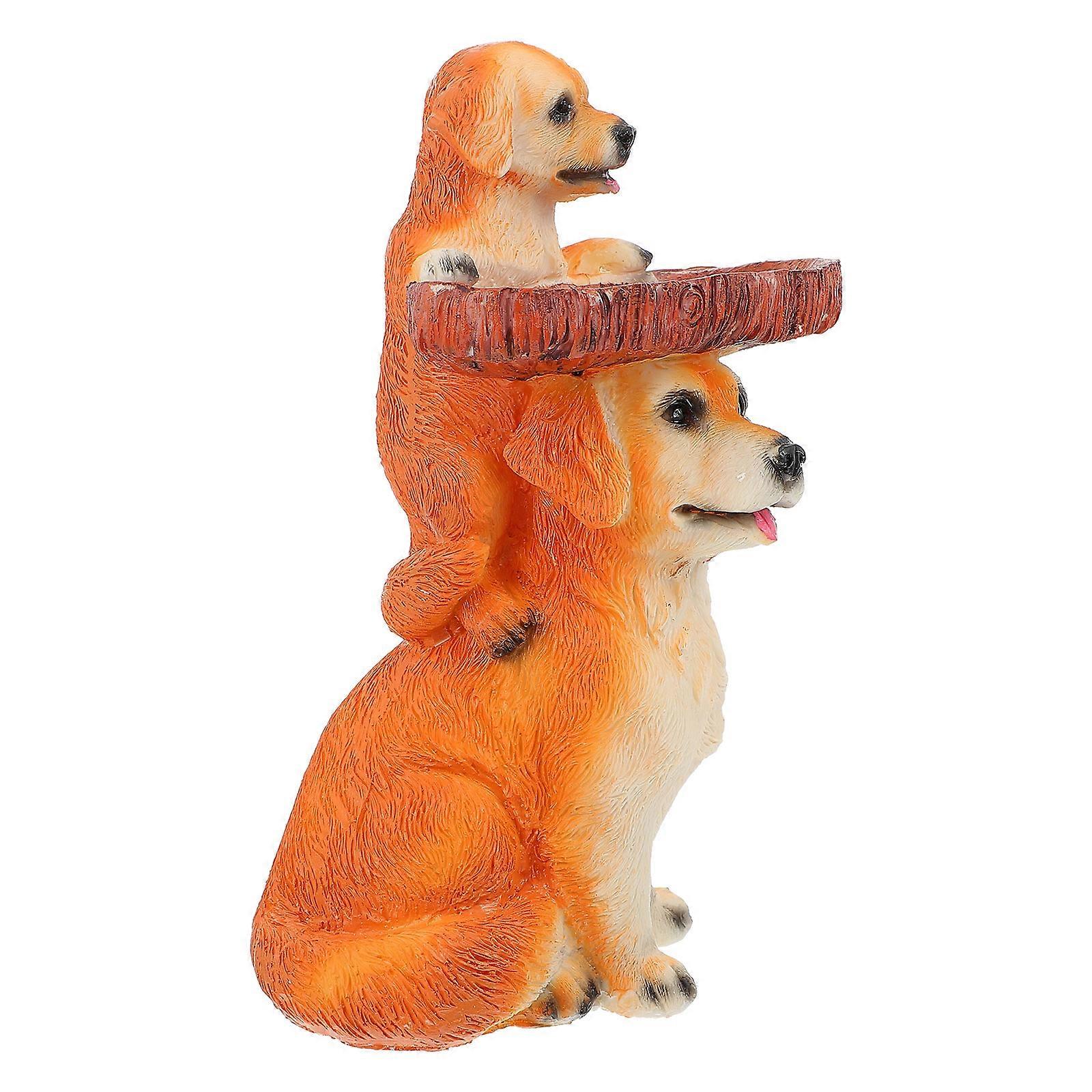 Bird Feeder Dog Model Resin Feeder for Outdoor Use 2Pcs