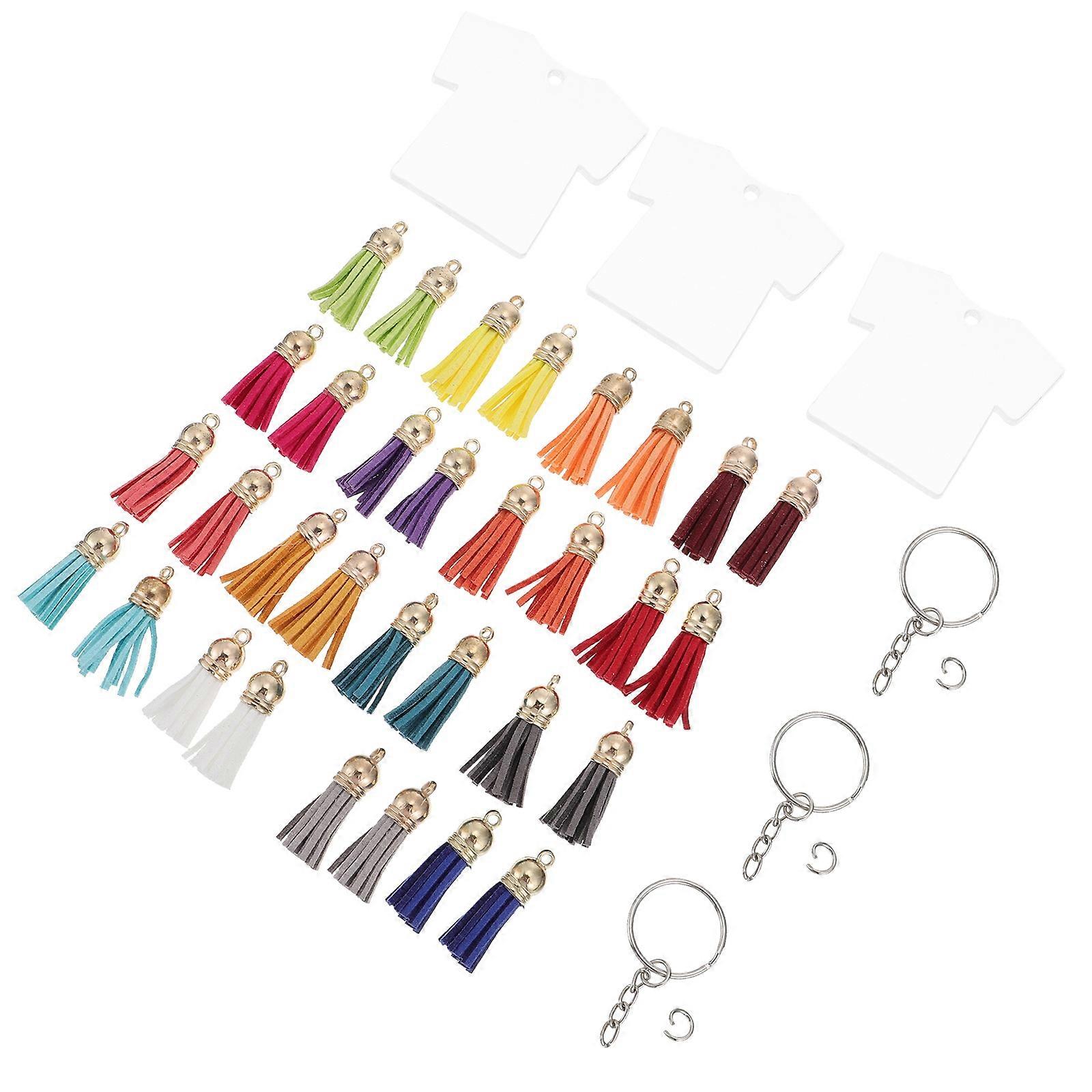 Acrylic Keychain DIY Blank Key Ring for Heat Transfer with 90Pcs Set