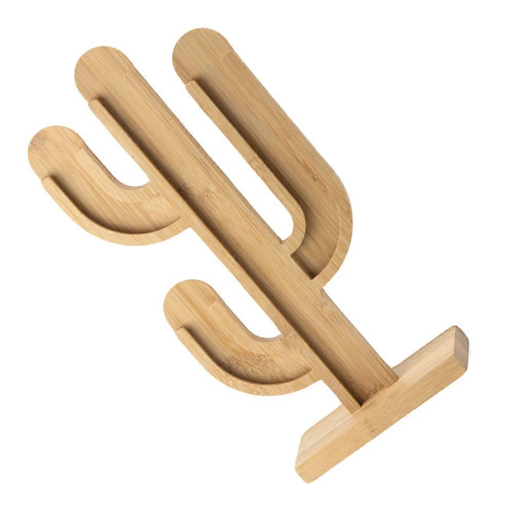 Coffee Pod Bamboo Holder for Tabletop with 3Pcs Cactus Shape Organizer Stand