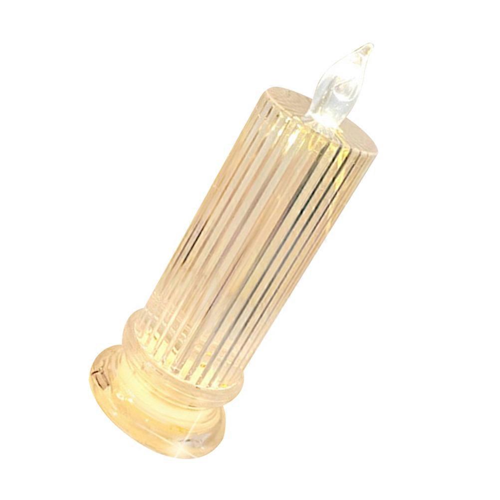 Simulation Candle Light Bedside Lamp for Bedroom 2Pcs White Acrylic Lighting