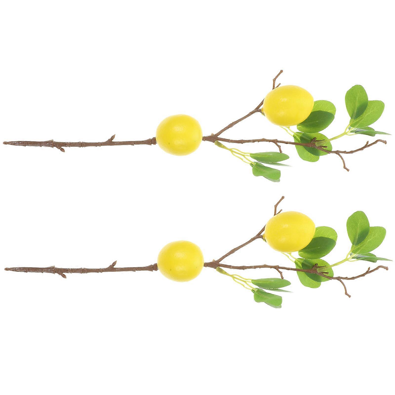 Desktop Artificial Lemon Branch for Decoration 4Pcs Household Use