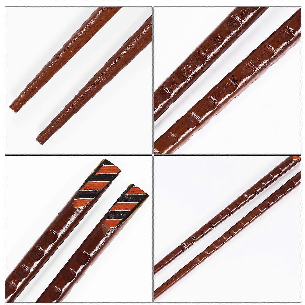 Black Chopsticks 5 Pairs Wooden Tableware Sturdy Easy to Clean 1Set