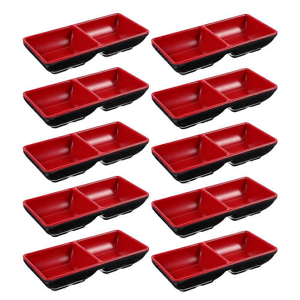 Two Compartment Sauce Dish 10Pcs Elegant Design 5.70 Inch Multi Color Convenient For Picnics Separate Sauces