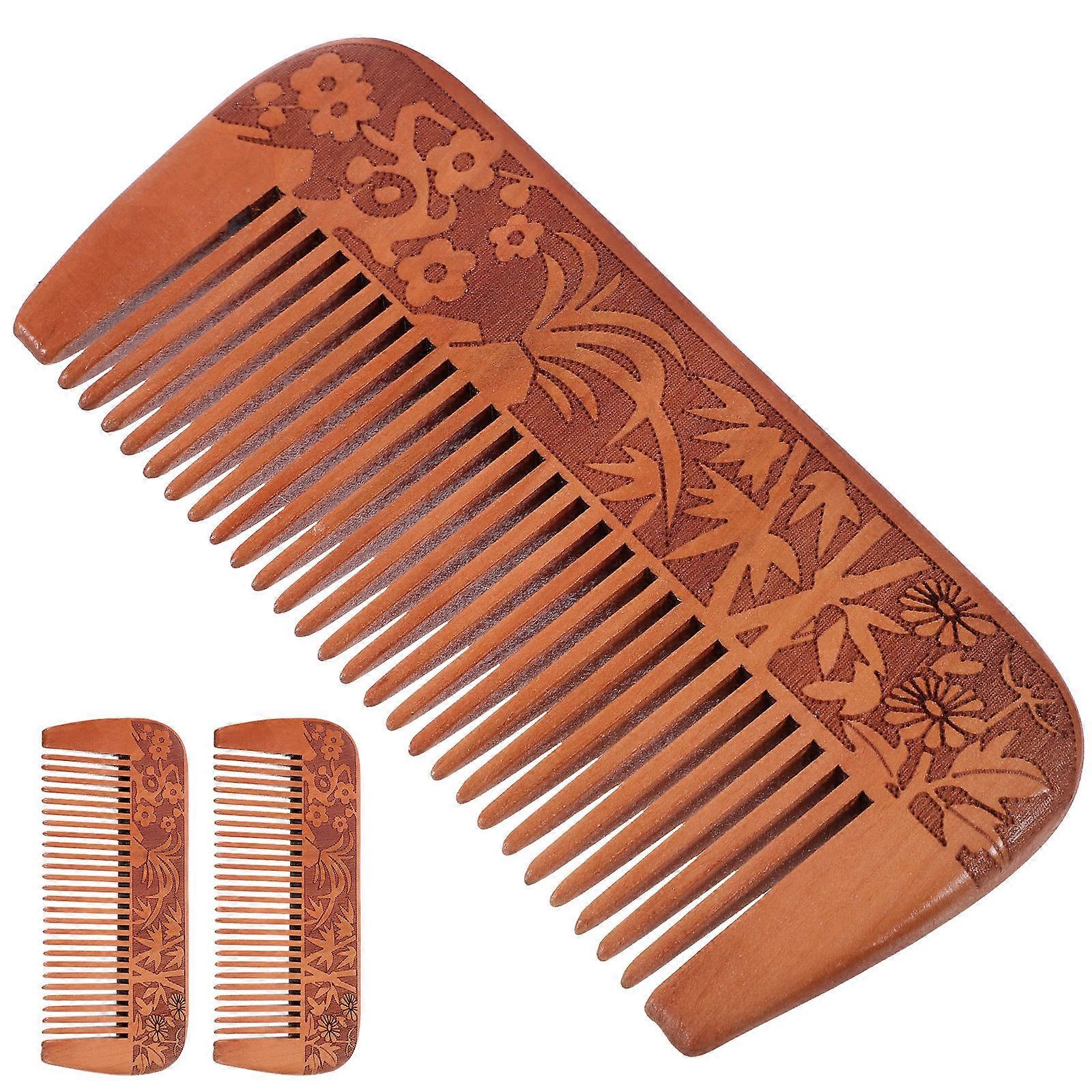 6 Pcs Wooden Detangling Combs For Hair Care Routine Chocolate Color Gentle Scalp Care