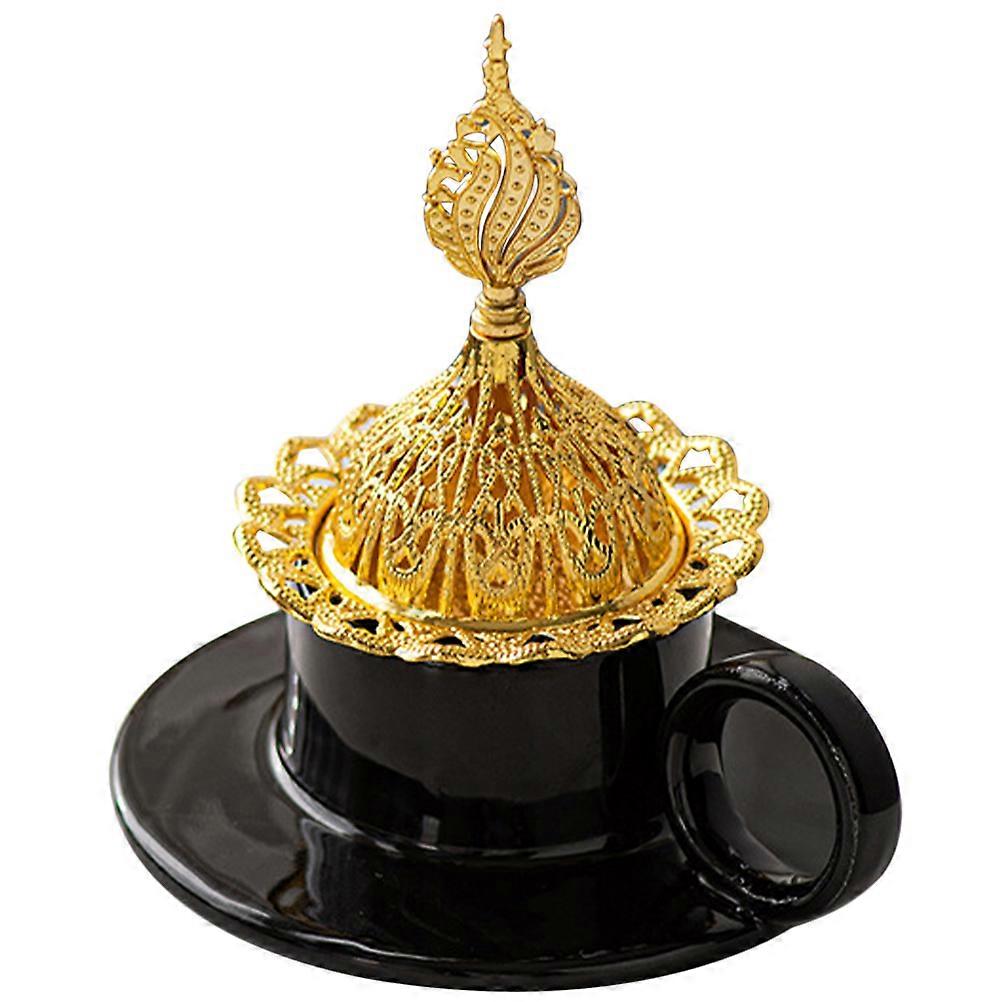 Aromatherapy Ceramic Incense Cone Burner for Home Black 3Pcs