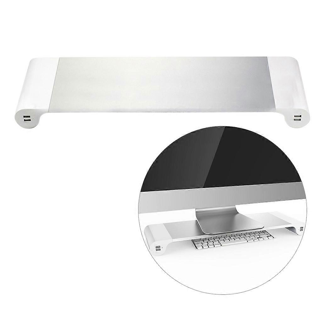 USB Charging Monitor Riser With Adjustable Height For Home Office Desk Organization Strong Silver 1Set