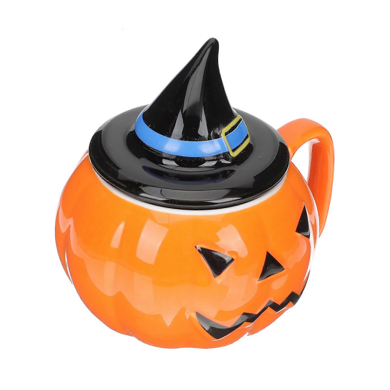 Pumpkin Shaped Ceramic Coffee Mug for Halloween 3Pcs Drinking Set