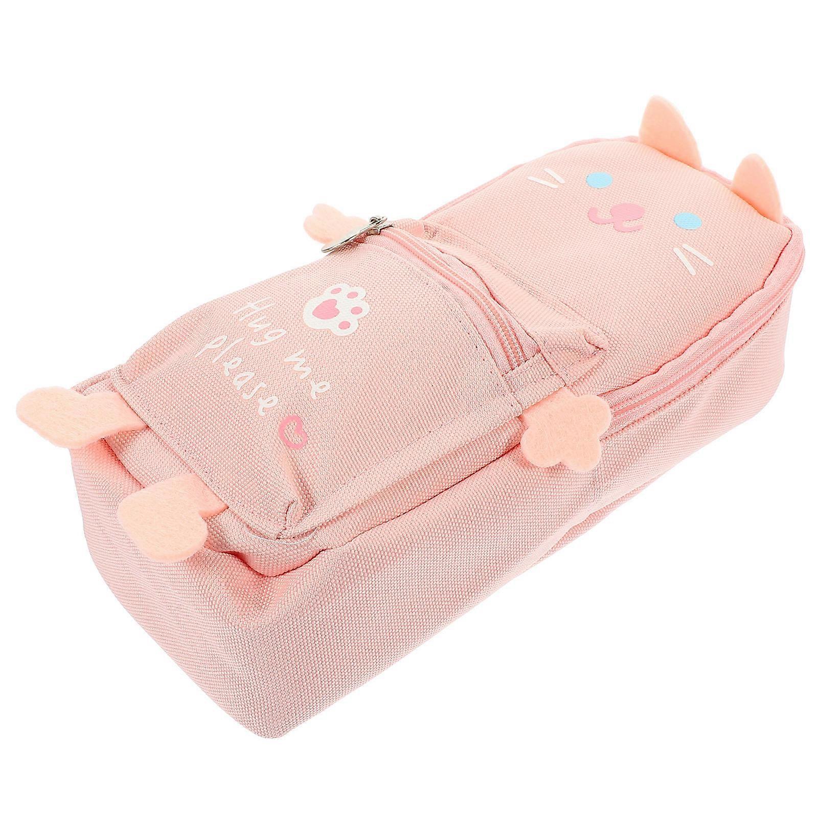 Adorable Pencil Case 2Pcs For School And Study Daily Use Pink Multi-function Storage Accessory For Children