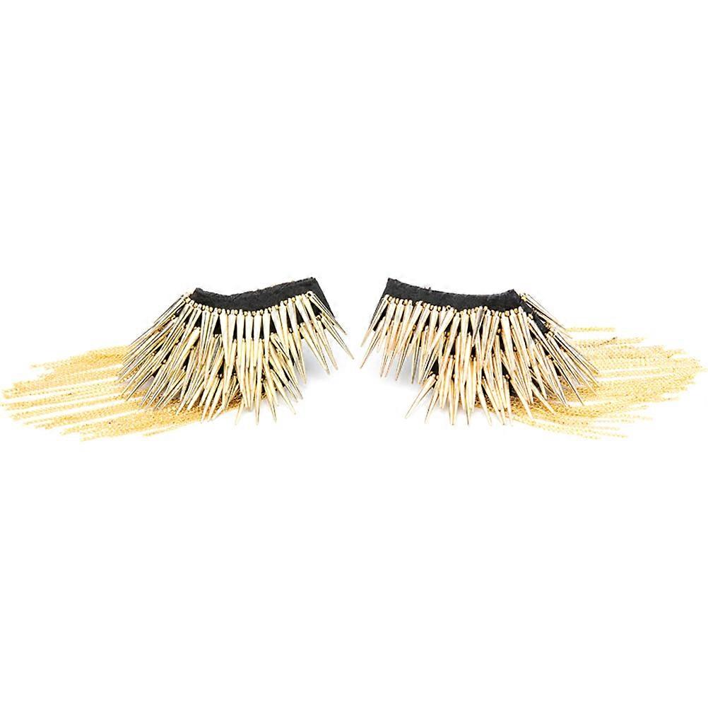 Rivet Tassel Chain Epaulet Shoulder Ornament Golden For Parties Fashion Accessory 1 Pair