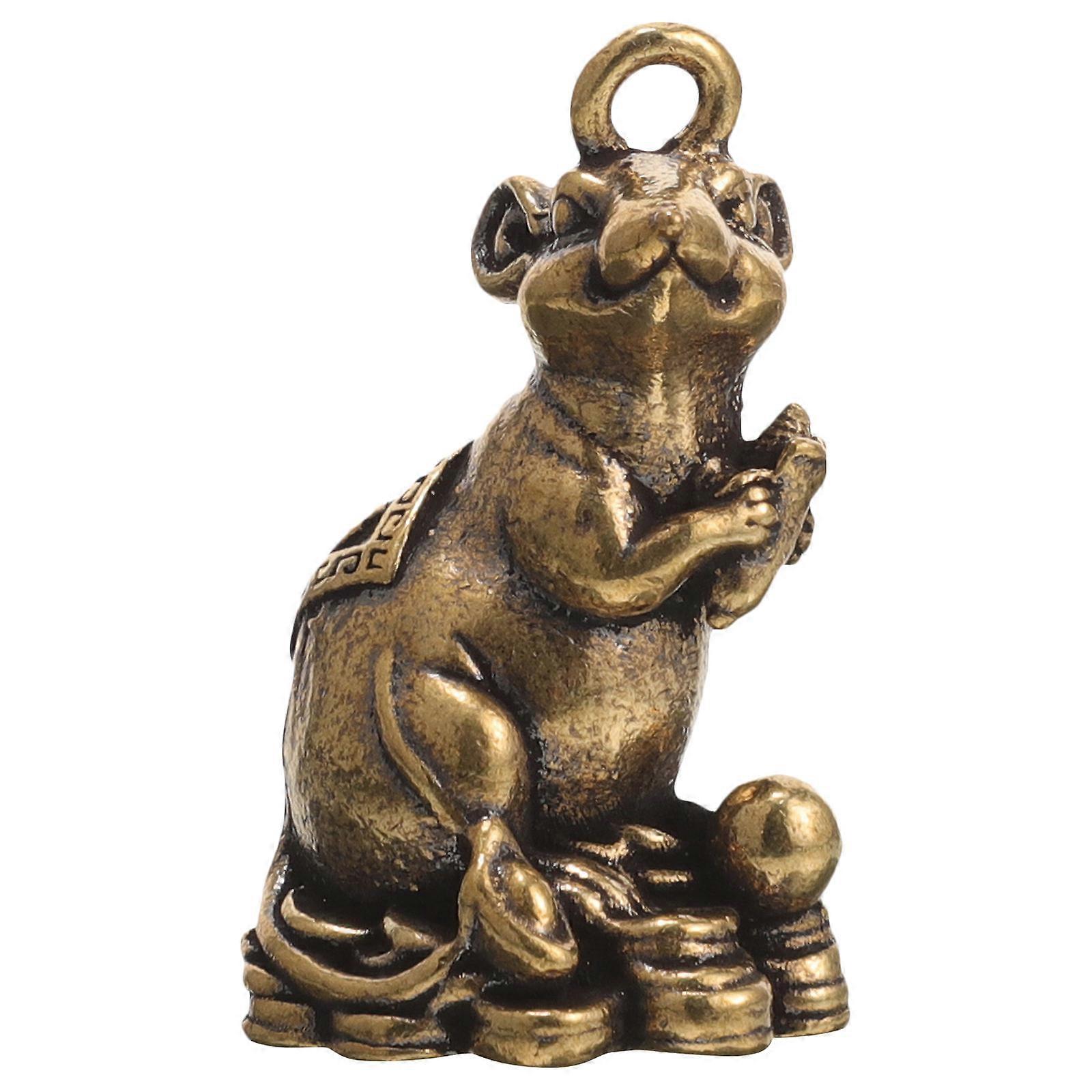 Copper Rat Pendant for Decoration 5Pcs Decorative Mouse Keychain Charm