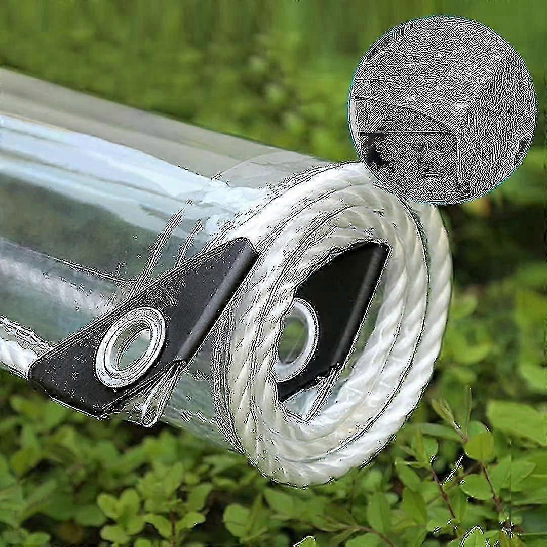 القماش المشمع الصناعي قماش القنب واضح مع ثقوب، 0.35mm للماء البلاستيك القماش المشمع واضح، دائم PVC سقف ورقة غطاء-2x2m