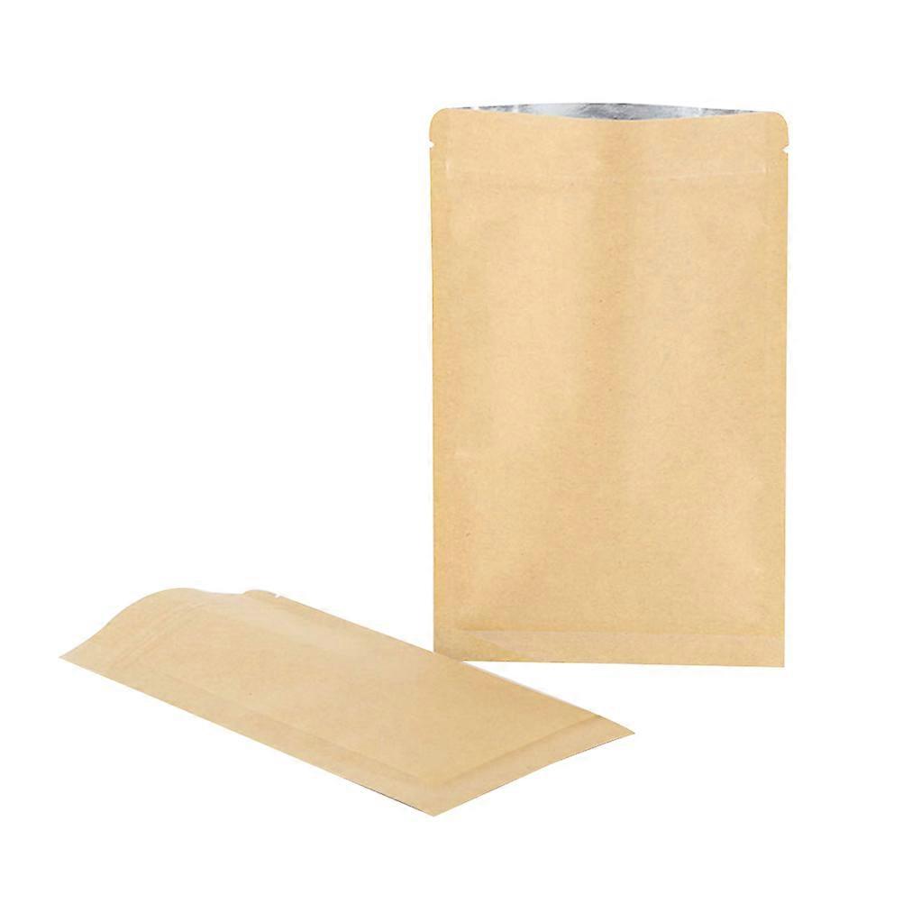 Kraft Paper Bag Zippered for Food Storage 100Pcs with Aluminium Foil Liner