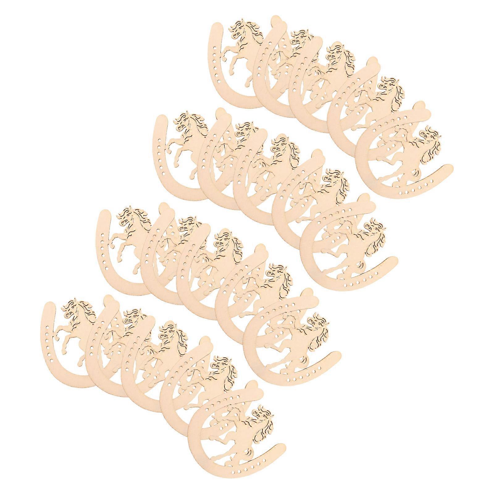 DIY Horseshoe Shape Wooden Chips for Crafting and Decoration 144Pcs