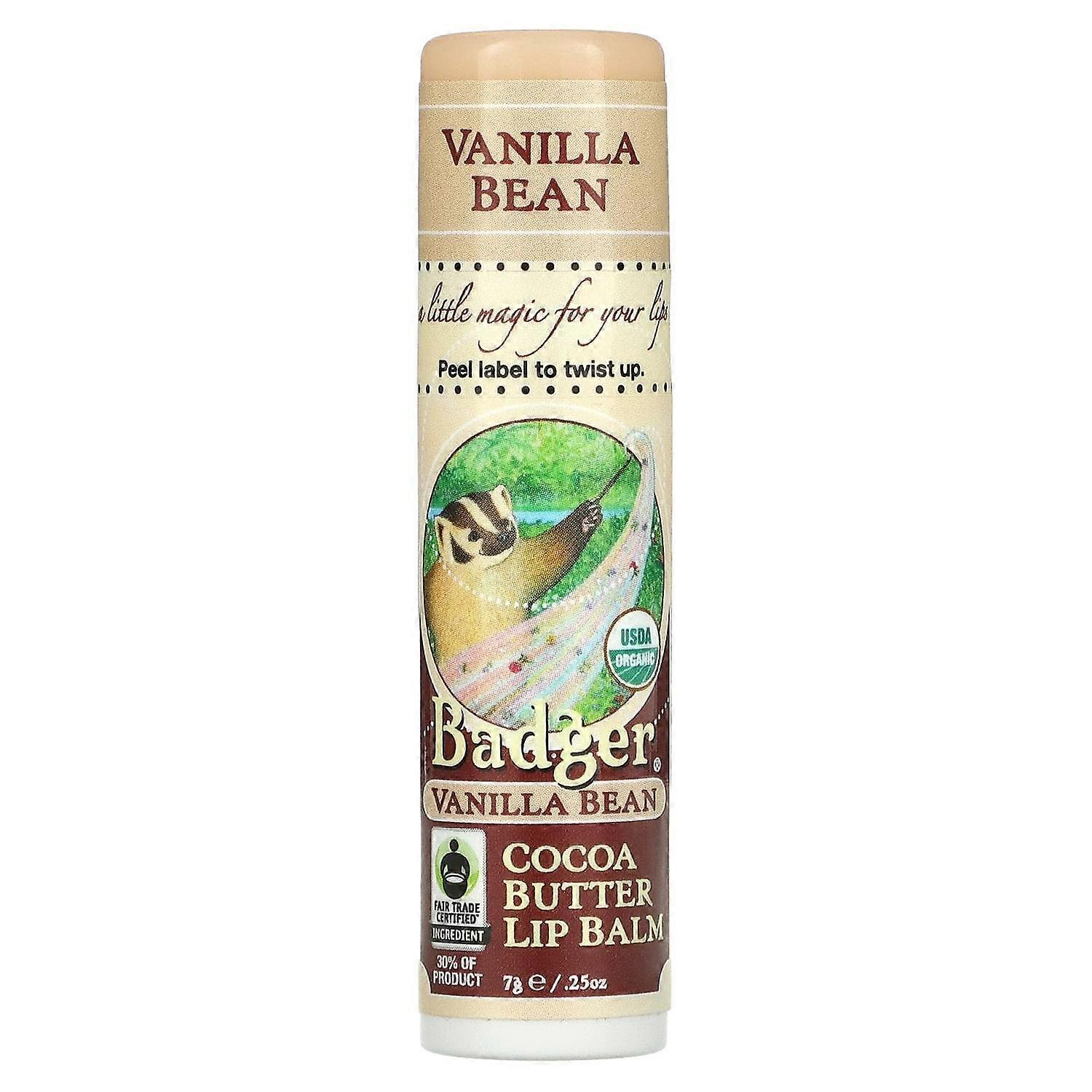 Badger Company, Cocoa Butter Lip Balm, Vanilla Bean, 0.25 oz (7 g)