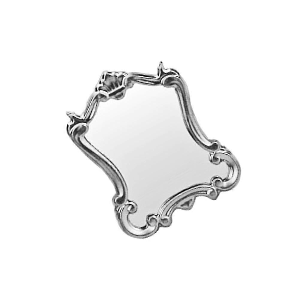 Miniature Dressing Mirror Model for Decoration 2Pcs Silver Resin Material