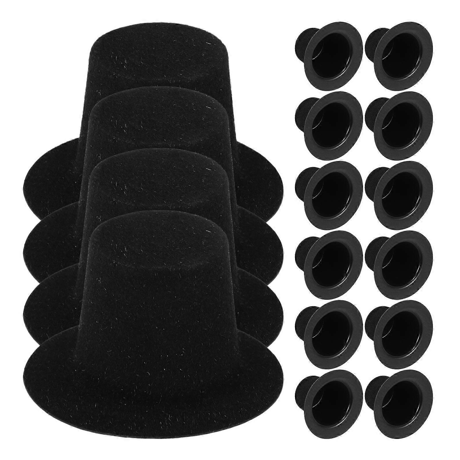 Flat Top Hat Mini for Decoration 40Pcs Plastic Snowman Miniature Caps