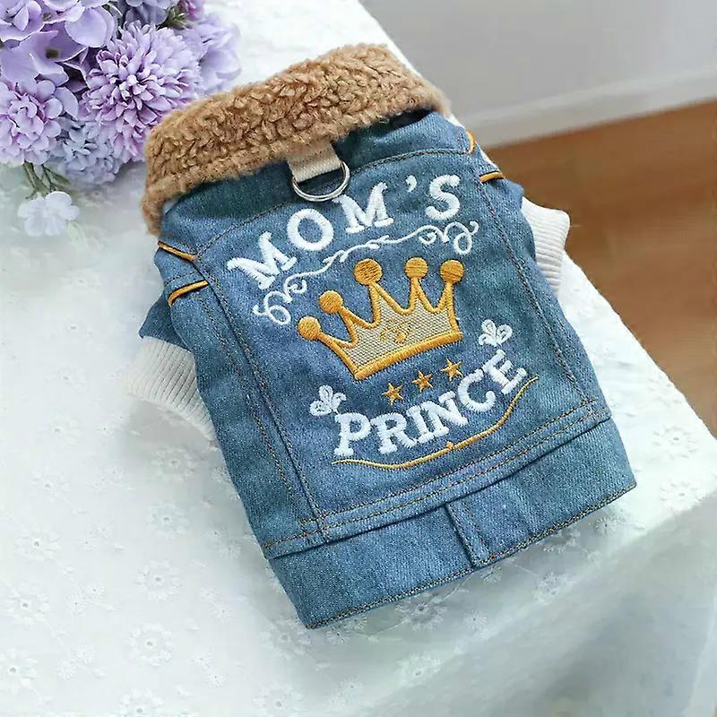 Cute Dog winter clothes  and cat winter with fleece thickened Little Prince denim coat suitable for small and medium sized dogs