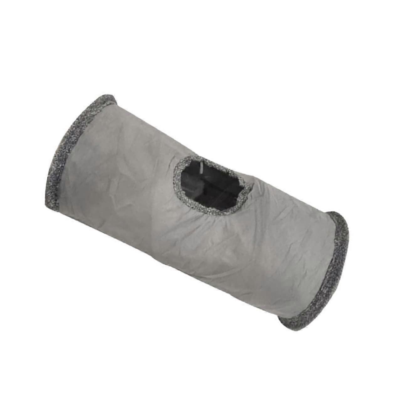 Foldable Cat Tunnel Nest Suede Fabric Bed For Indoor Kittens And Puppies Grey