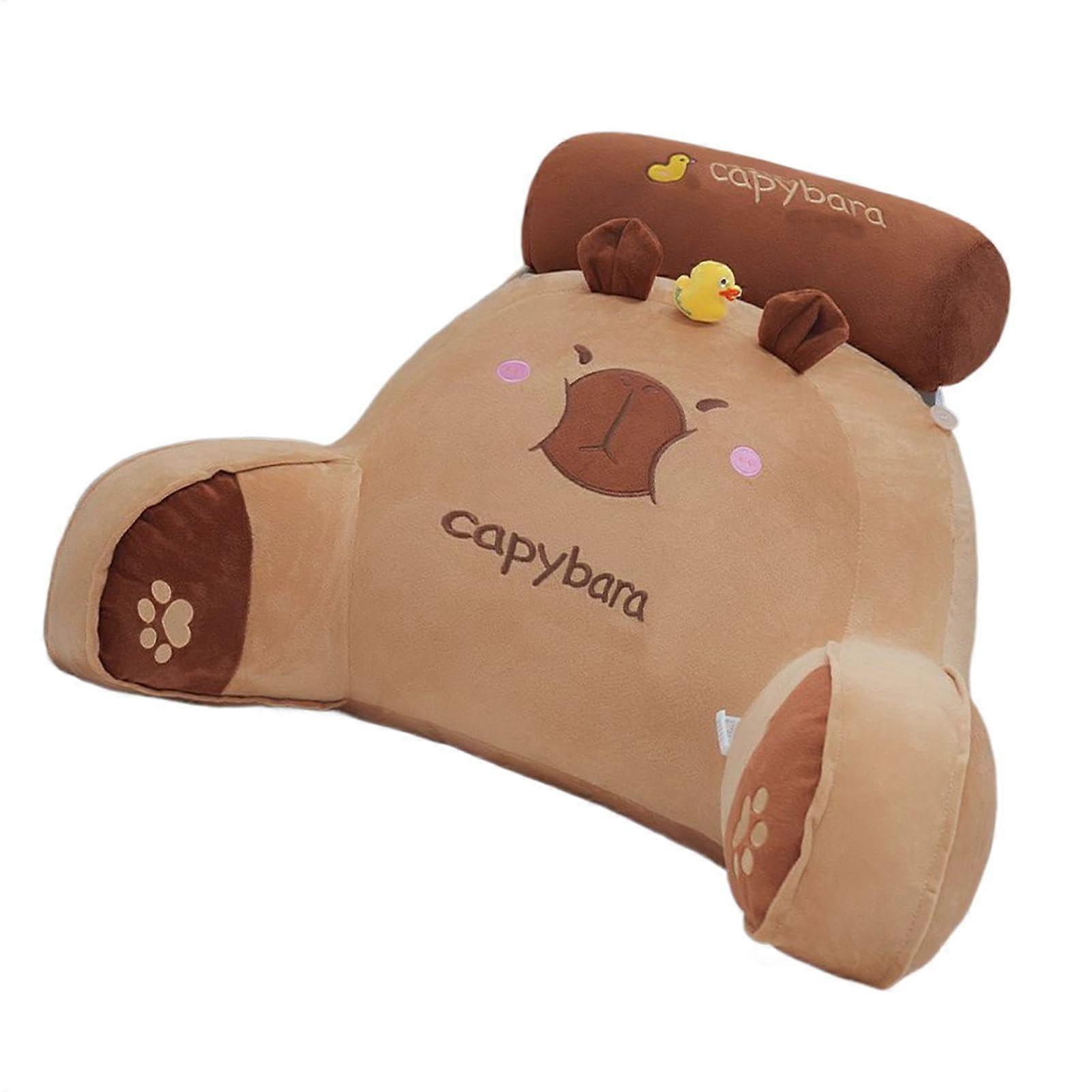 Seat Cushion Bed Rest Pillow With Armrests Capybara Reading Pillow Cartoon Plush Neck Support