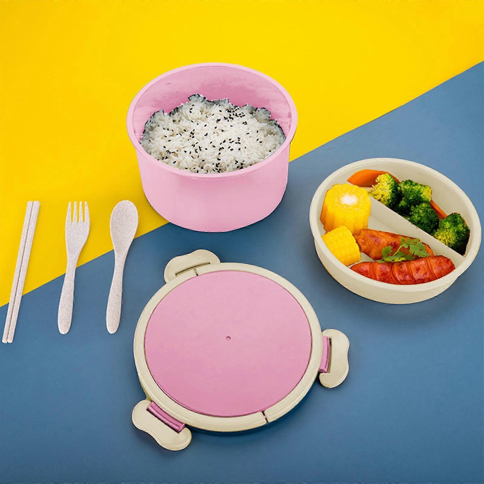 Kdkad Bento Box, 3-Compartment Lunch Container for Adults, Compatible with Microwave & Dishwasher, Includes Spoon, Chopsticks, Fork