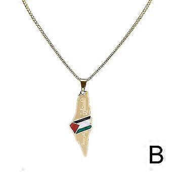 Palestine Map National Flag Pendant & Necklace, Country Map Jewelry