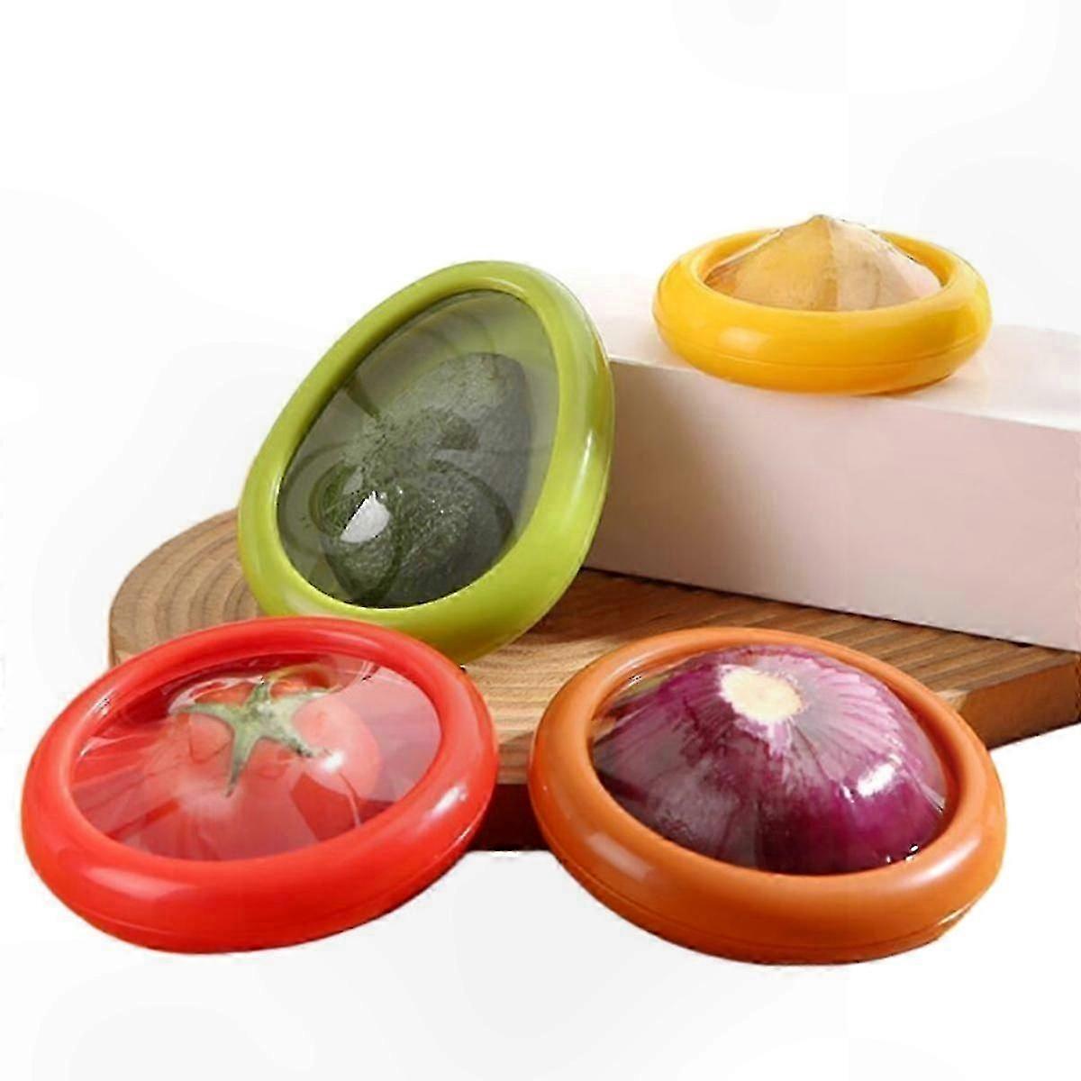 4-Pack Reusable Silicone Fruit Storage Containers for Refrigerator Organization