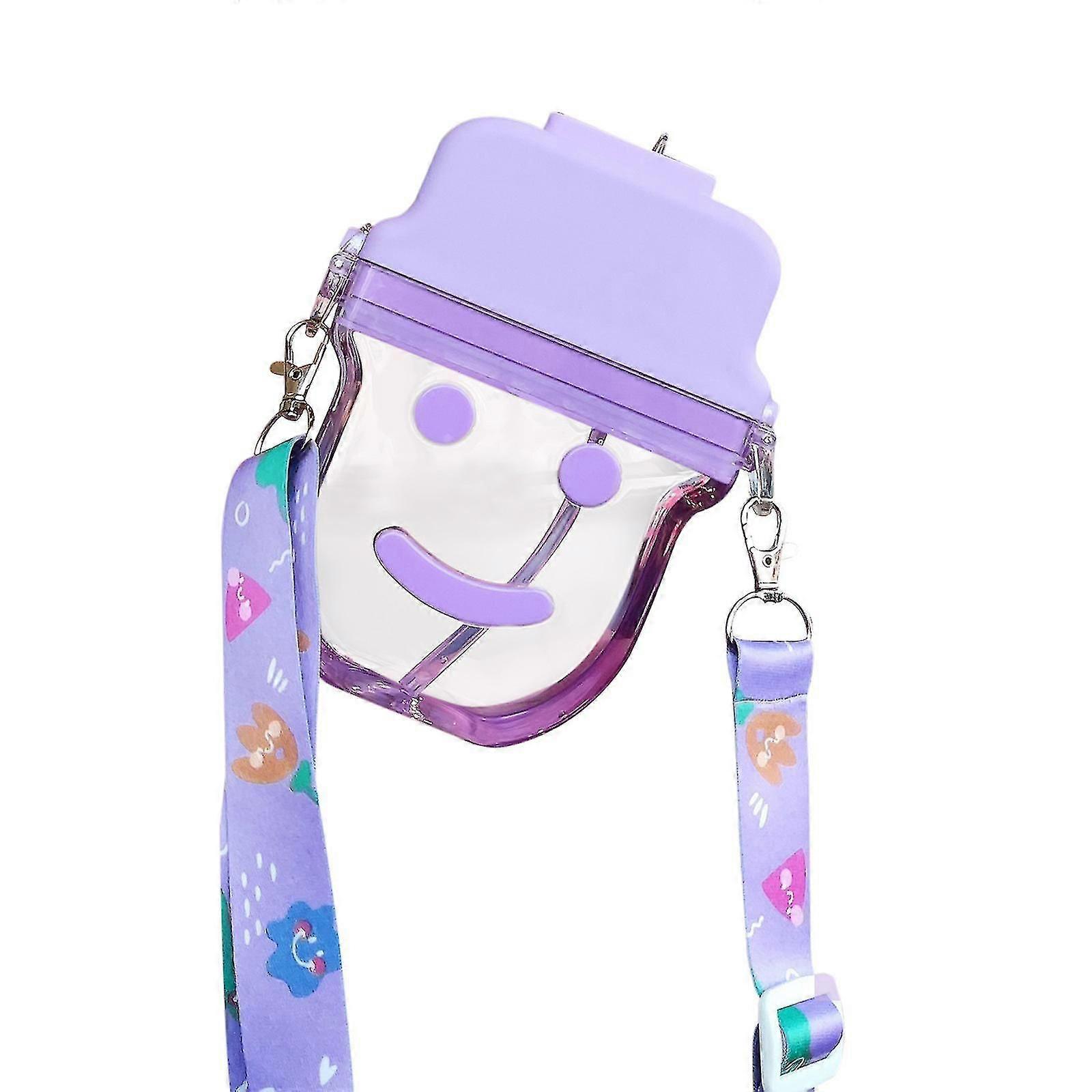Lovely Water Bottle Straw Leakproof Plastic Shoulder Strap Drinking Kettle