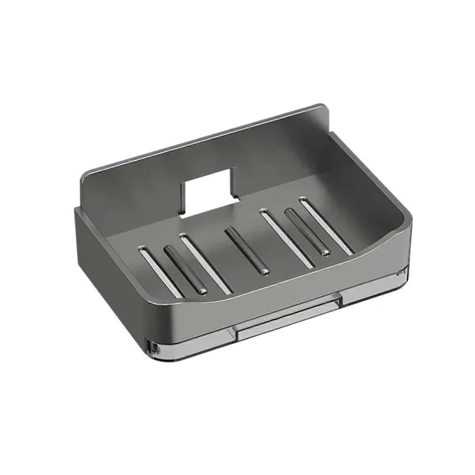 Bathroom Soap Holder Wall Mounted Punching Double Drainage Sponge Holder Black