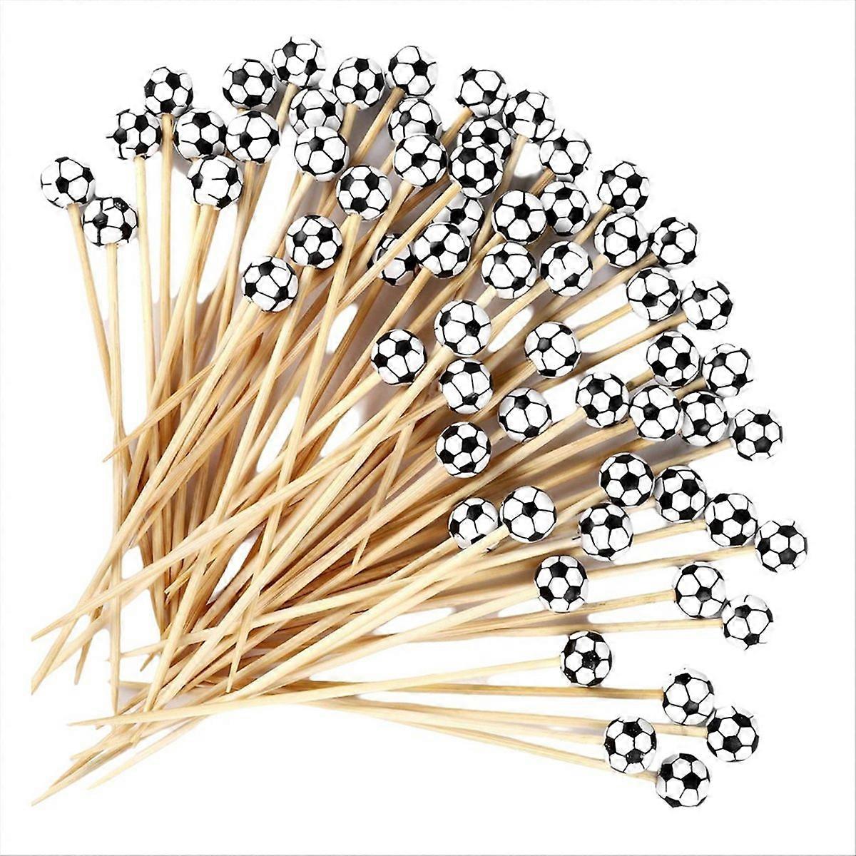 Bamboo Cocktail Picks Decorative Fruit Toothpicks Soccer