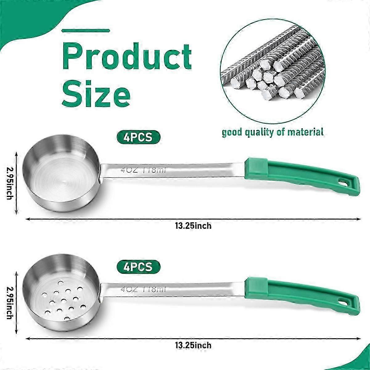 8Pcs Portion Control Spoons Scoops Stainless Steel Ladle 4 Oz