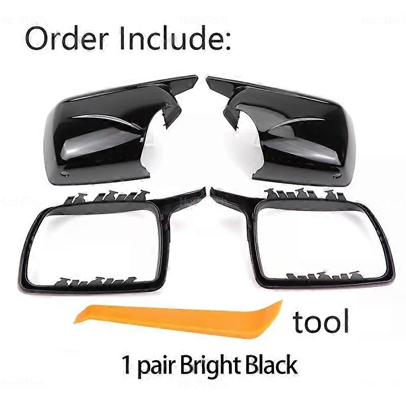 Applicable to For BMW X5 E53 1999-2006 High Quality Carbon Fiber Glossy Black Replacement Rearview Side Mirror Covers Cap with Tool