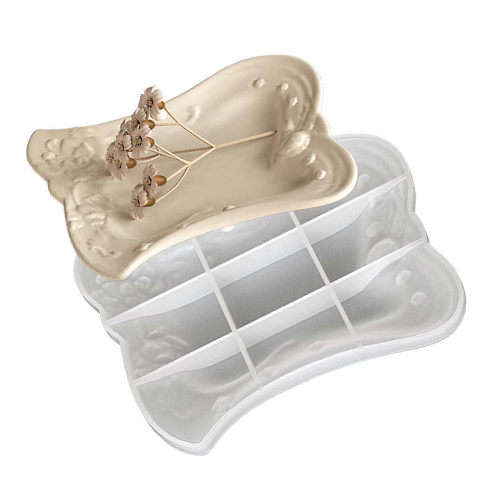 Textured Silicone Jewelry Tray Mold With Retro Embossed Patterns Oval/Round/Square Mould For DIY Container Making Multicolor