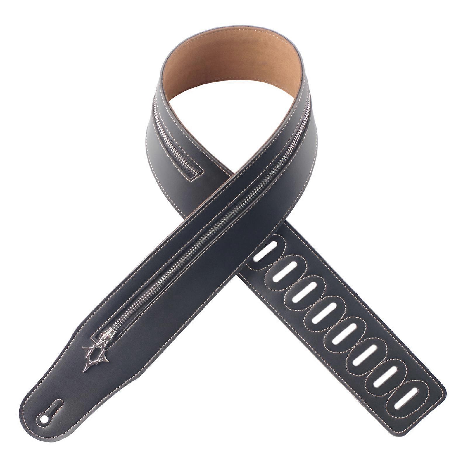 Gitarrrem Läderremmar Akustisk gitarr Tillbehör för bas Elgitarrer Justerbar längd från 41' till 57