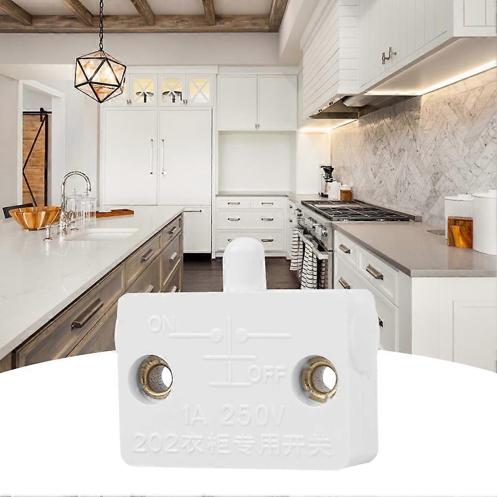 2Pcs Household Cabinet Closet Light Switch Automatic Reset Control Switch Supplies White