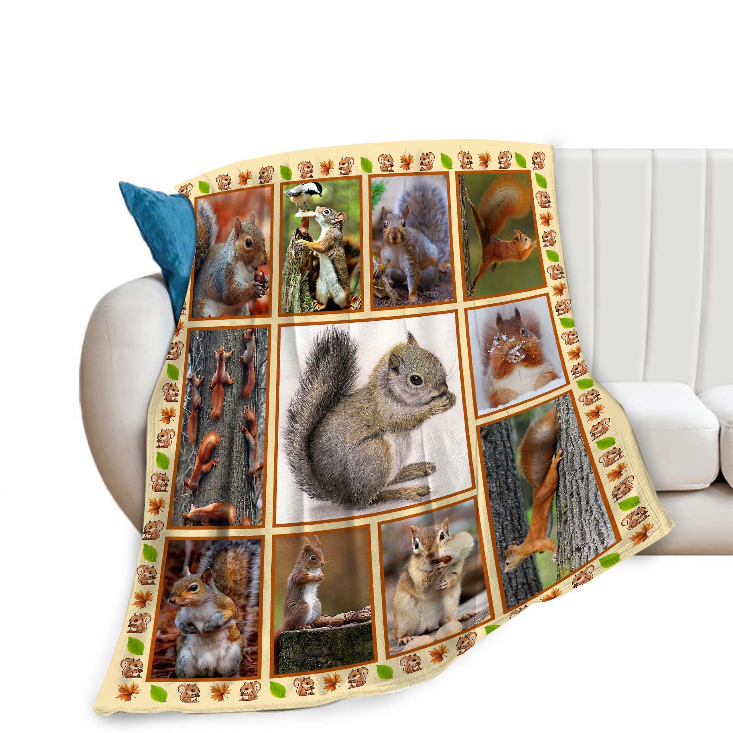 Throw Blanket Soft Plush Fleece Flannel 40x50 Inch Winter Couch Bedding Squirrel1