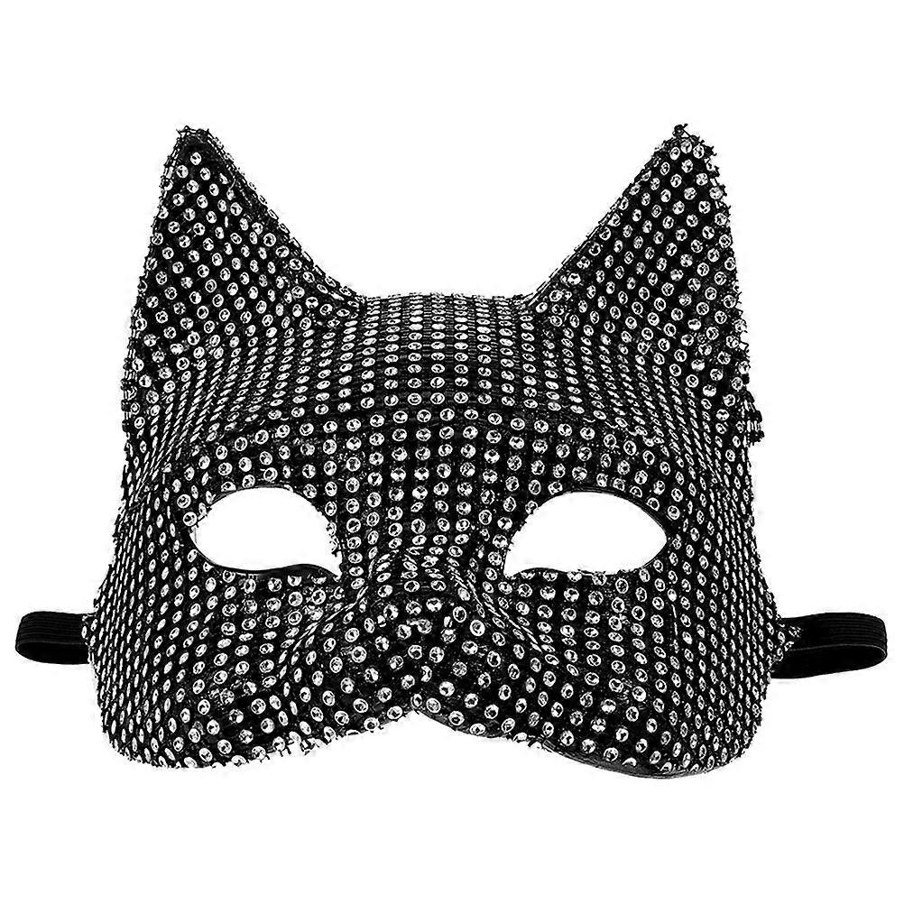Cat Masquerade Mask Sparkly Rhinestone Party Cosplay Mask Mysterious Cat Mask