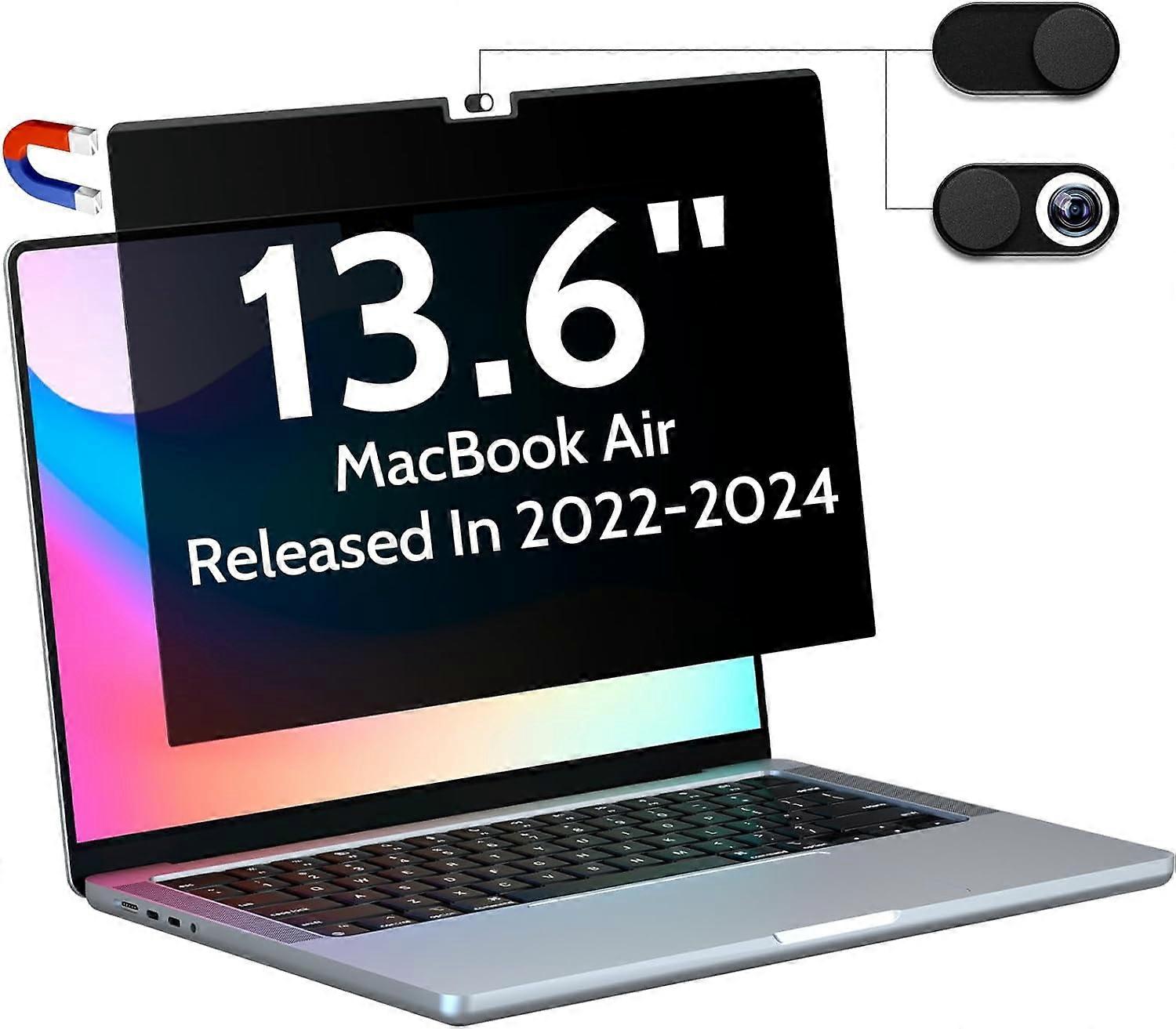 Magnetic Privacy Screen for Macbook Air 13.6 Inch (2022-2024, M2, M3) Model: A2681 A3113, Removable Matte Anti