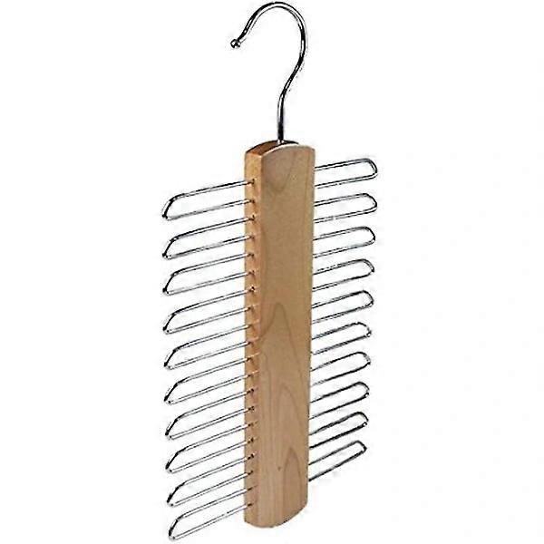 Tcgg set of 2 wooden hangers with 20 hooks for hanging scarves, ties and belts, saving space for home storage.