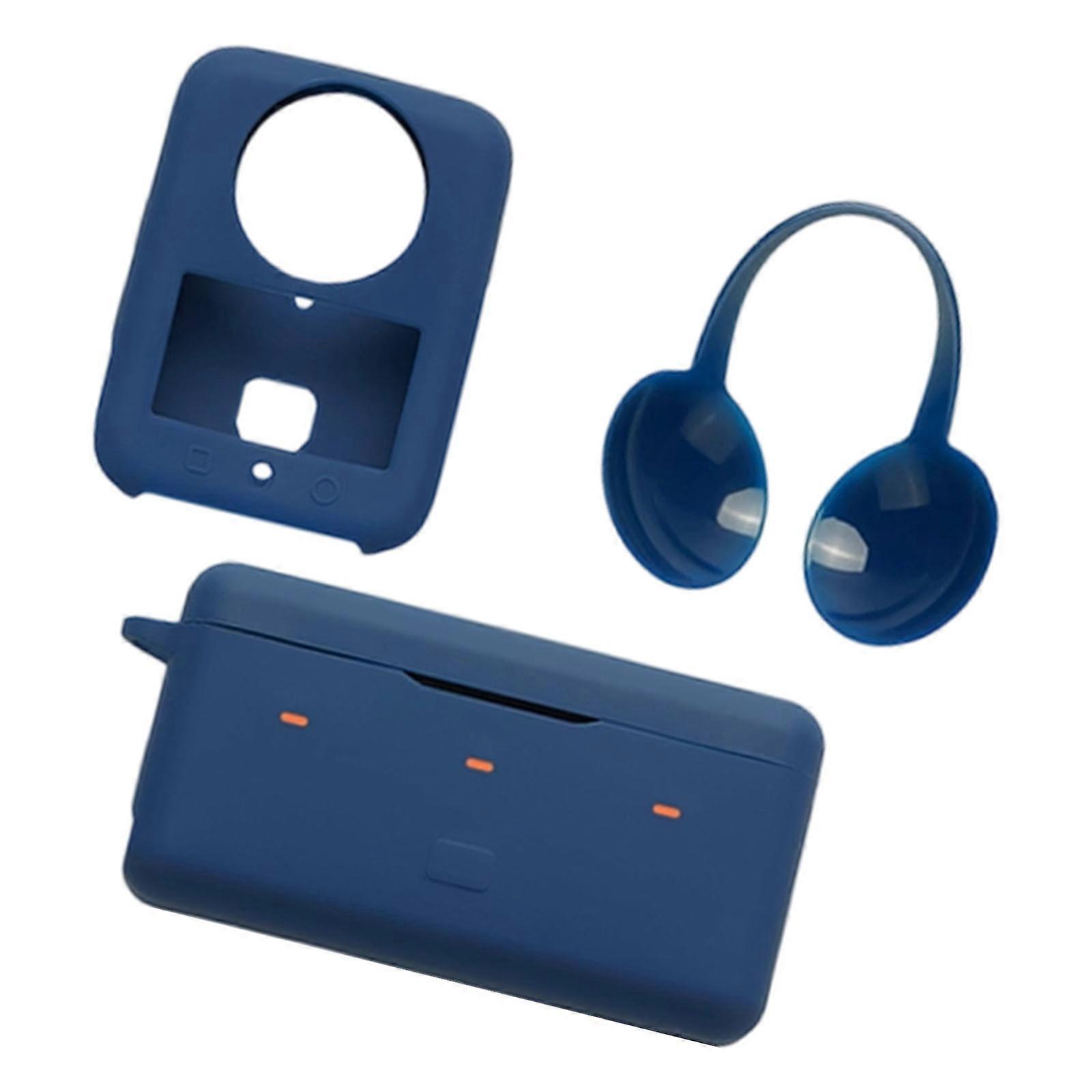 Outdoor Ready Carrying System For Camera Charging Dock Includes Climbing Carabiners Weatherproof Exterior And Soft Lining  Dark Blue