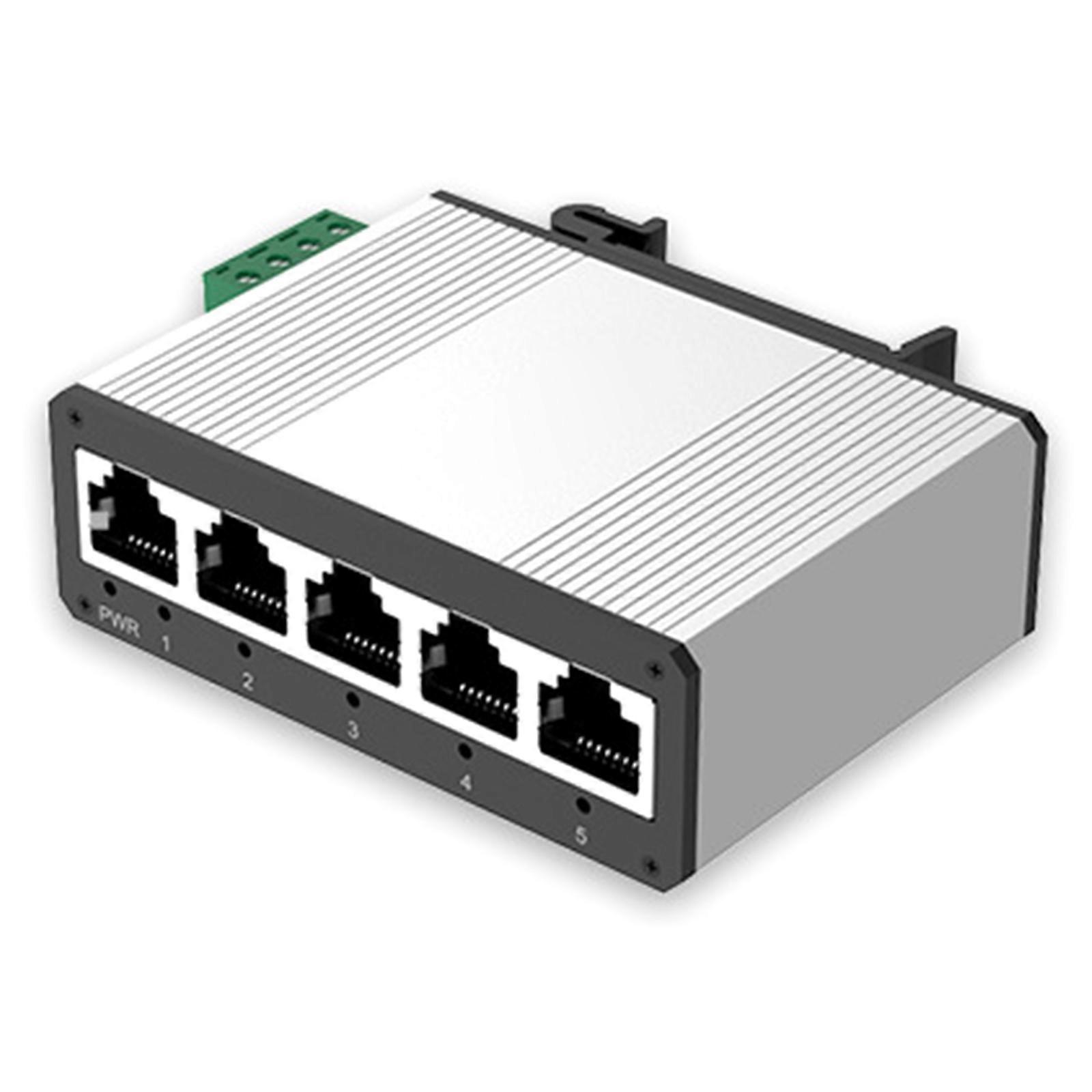 Hard Mini 5 Port Gigabit Ethernet Switches Aluminum Construction Rail Mountable Fast Speed Networking No Included Power Supply Multicolor
