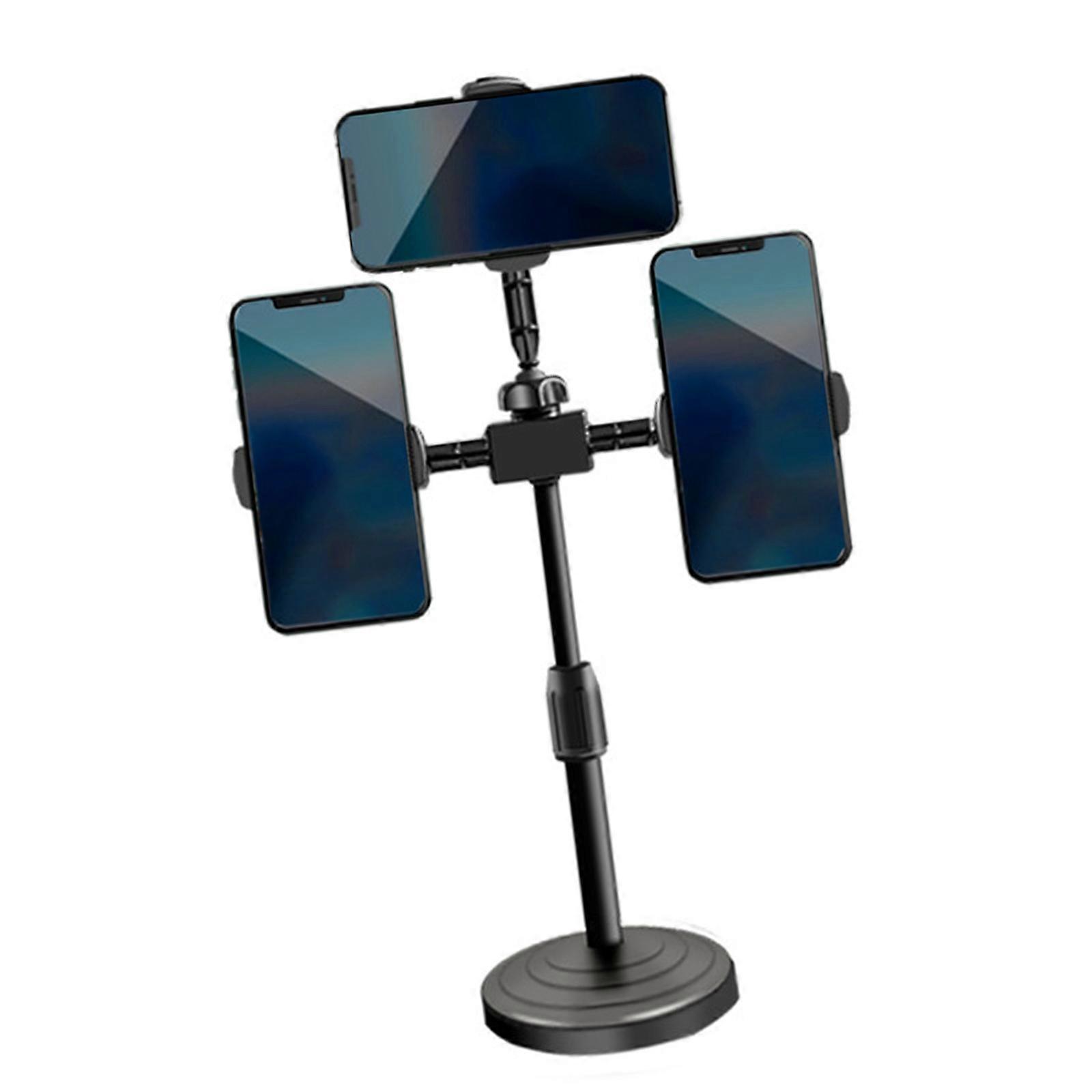 Triple Clip Phone Mount Adjustable Telescoping Desk Stand For Live Streaming Video Conferencing Multiple Angle Shootings Multicolor
