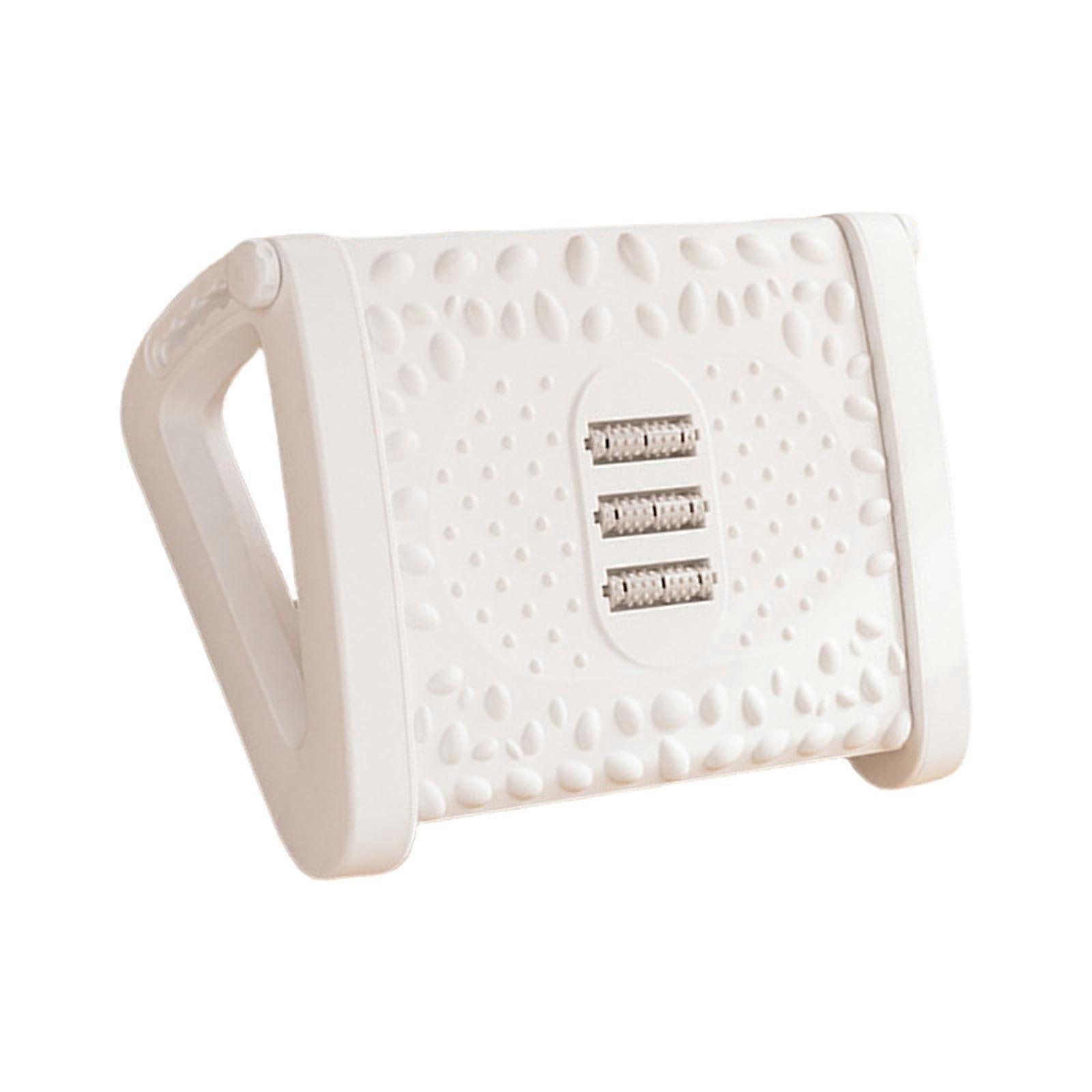 Height Angle Adjustable Foot Stool with Build In Massage Rollers Easy to Carry for Postures Support & Muscle Relaxation  White