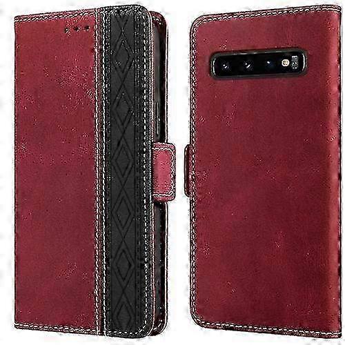 RFID Blocking Leather Case for Samsung Galaxy S10 with Side Stitching