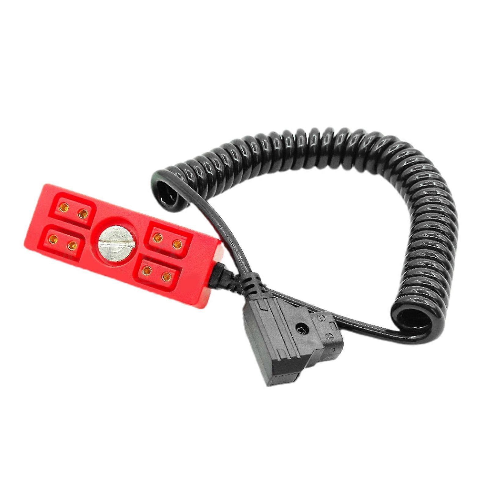 D-tap to 4-Port D-tap Coiled Camera Power Cable D-TAP Distributor Cord Dtap Splitter Adapter Wire Line with 1/4 Screw  Red